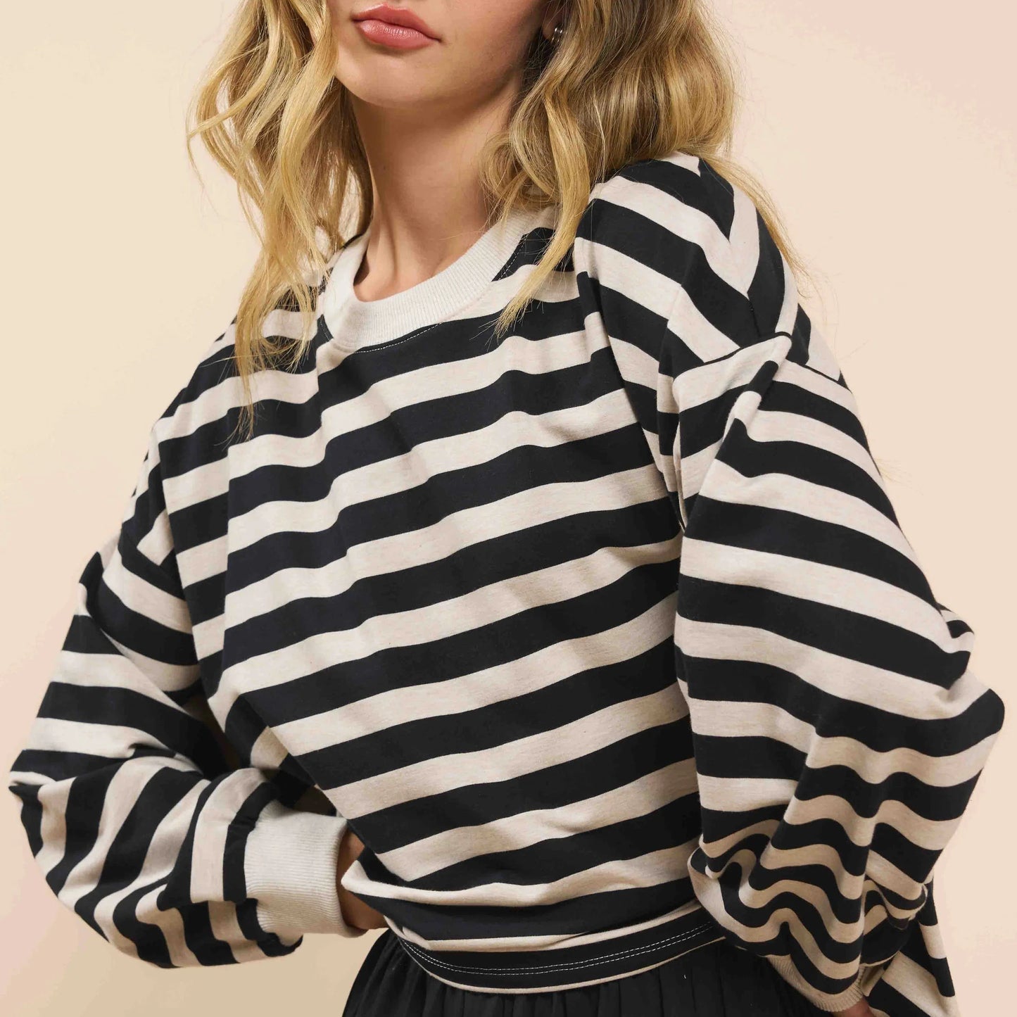 Growth Striped Pullover - Black / Ivory