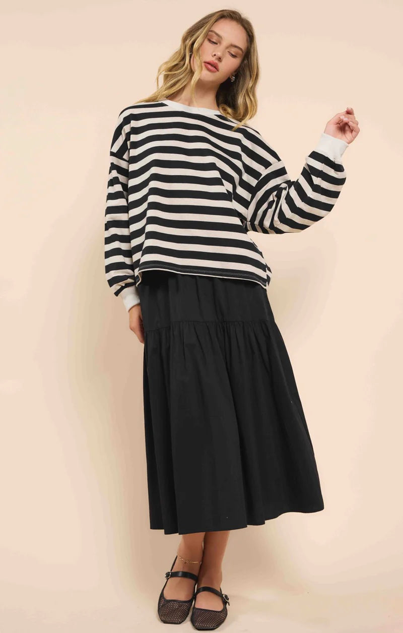 Growth Striped Pullover - Black / Ivory