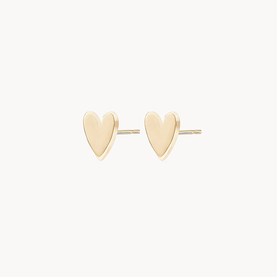 Everyday Larger Lovely Heart Earring - Yellow Gold