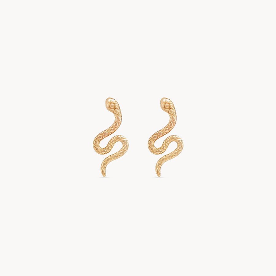 Revival Snake Dainty Snake Earrings - Yellow Gold