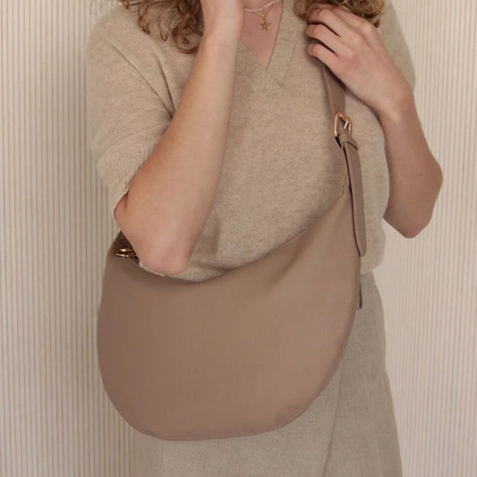 Slouchy Crossbody Bag - Taupe Pebble