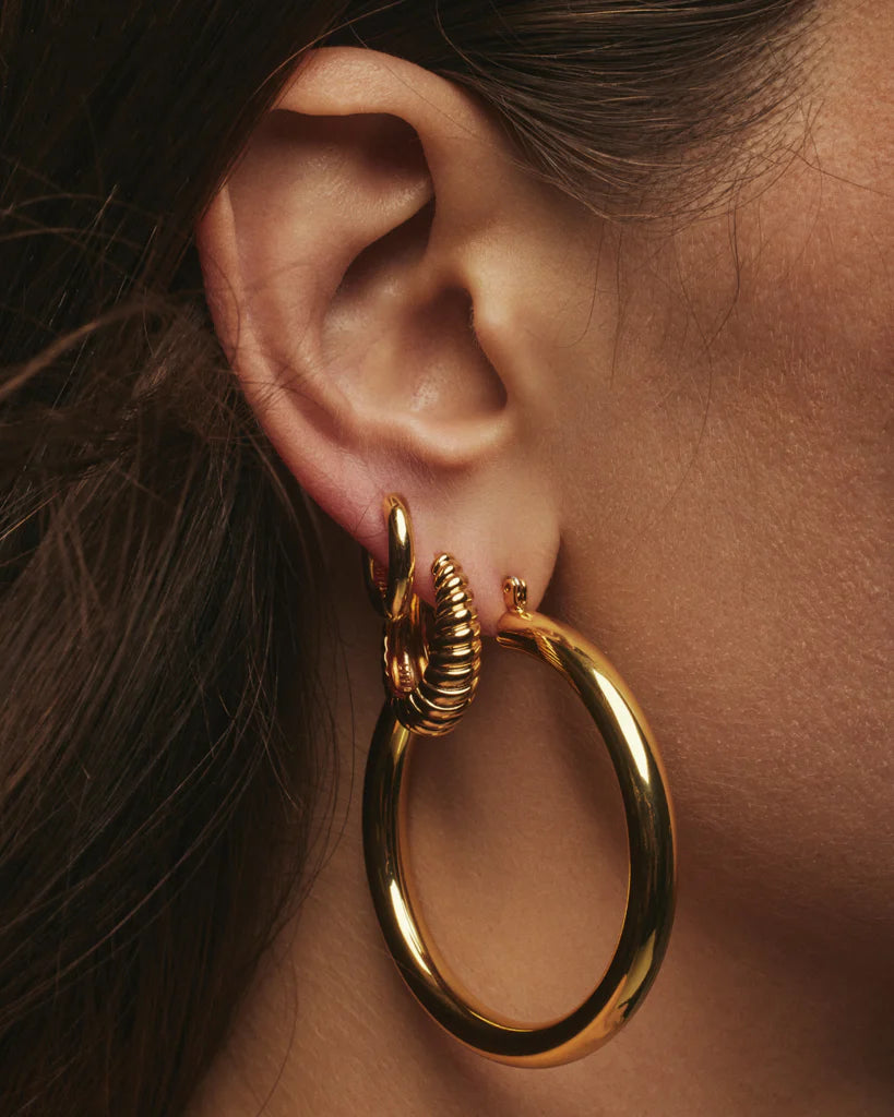 Ridged Marbella Hoops - Gold