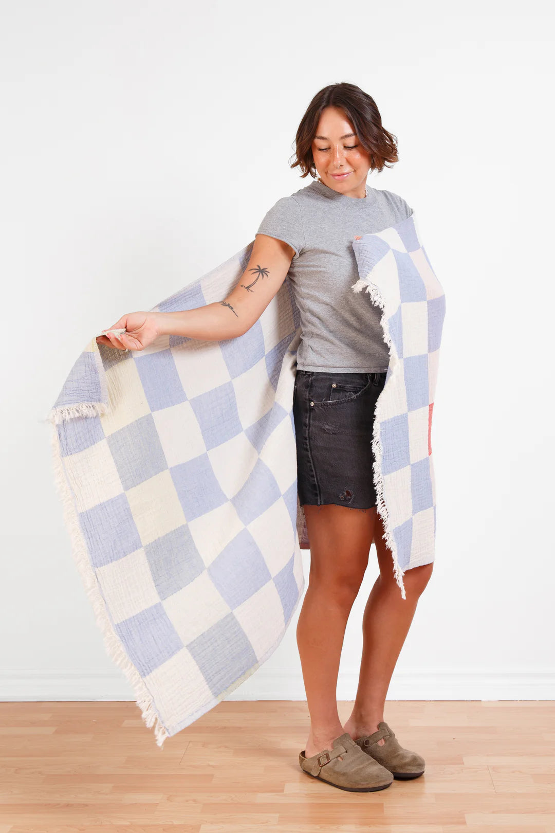 The Beckon Checkered Towel- Blue