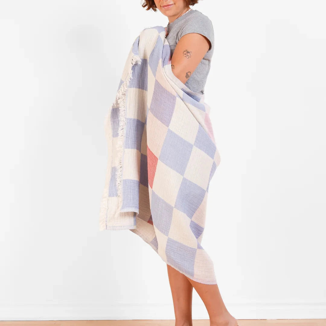 The Beckon Checkered Towel- Blue