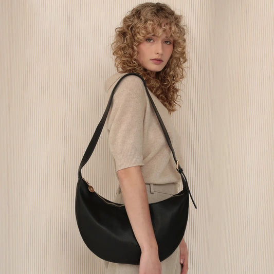 Slouchy Crossbody Bag - Black Pebble