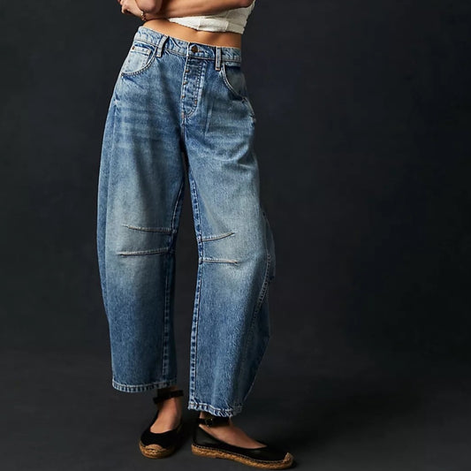 Good Luck Mid-Rise Barrel Jeans - Ultra Light Beam