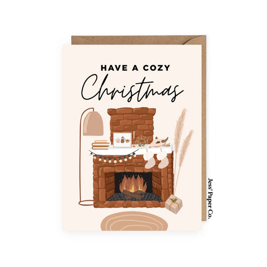 Cozy Fireplace Christmas Card