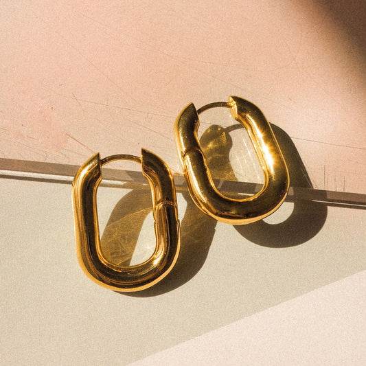 XL Chain Link Hoops - Gold