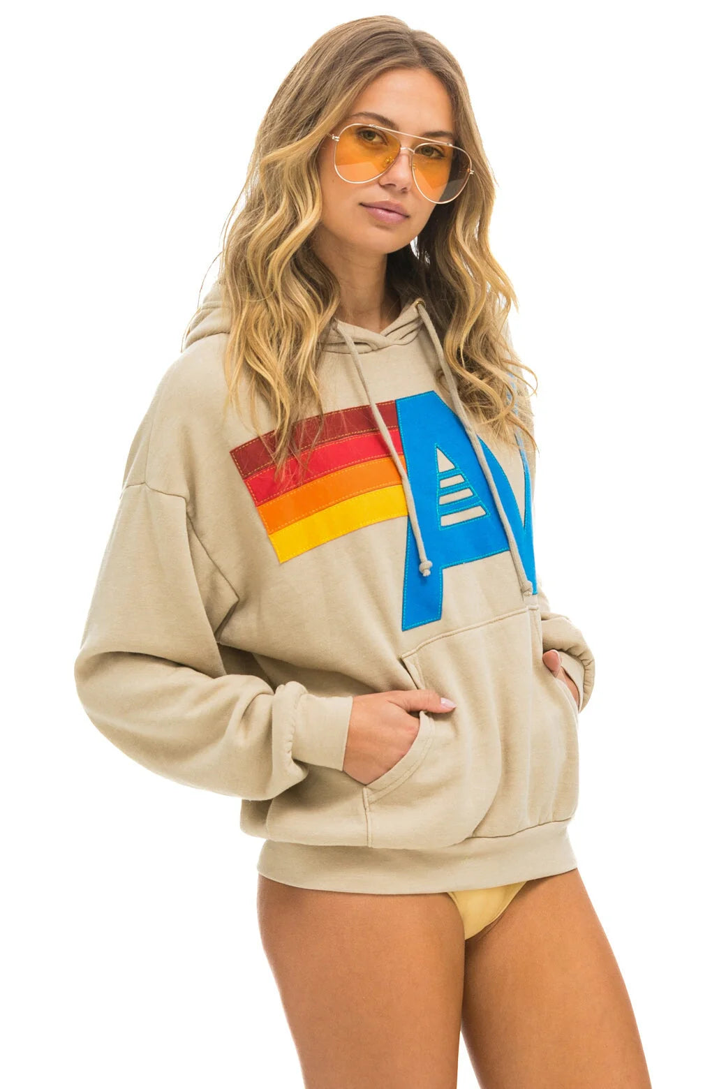 Logo Stitch Relaxed Hoodie - Sand