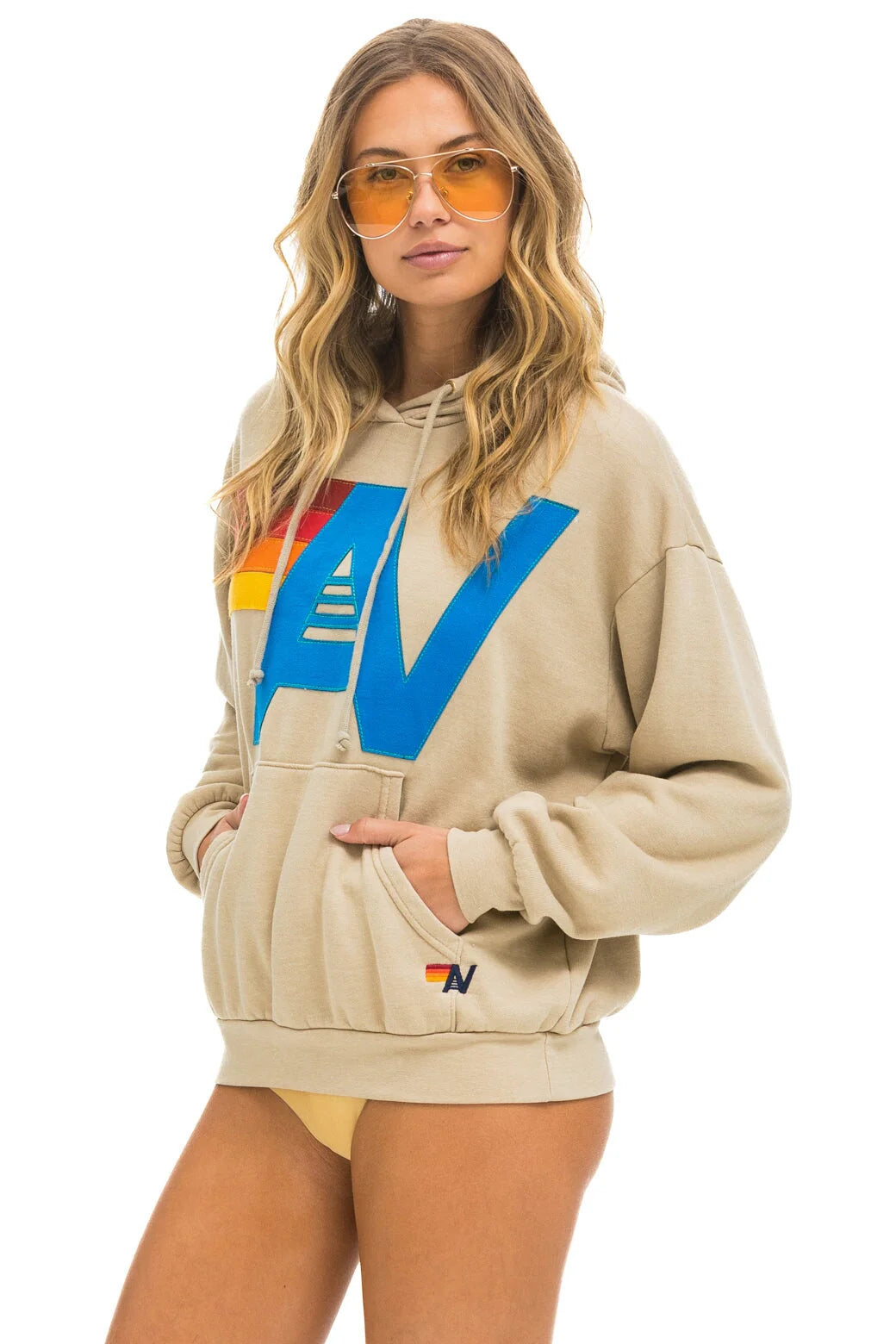 Logo Stitch Relaxed Hoodie - Sand