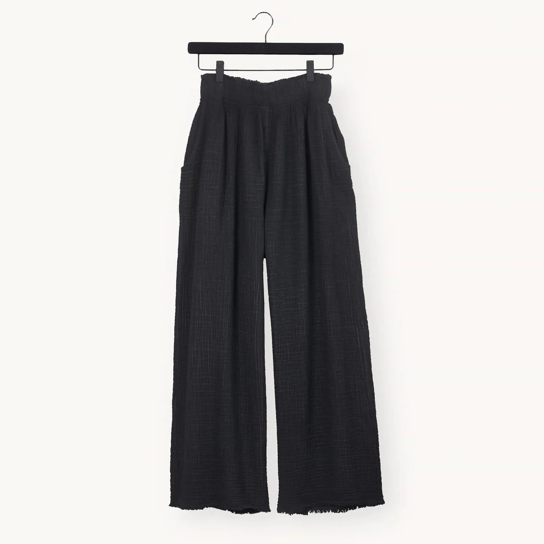 Crinkle Palazzo Pants - Black