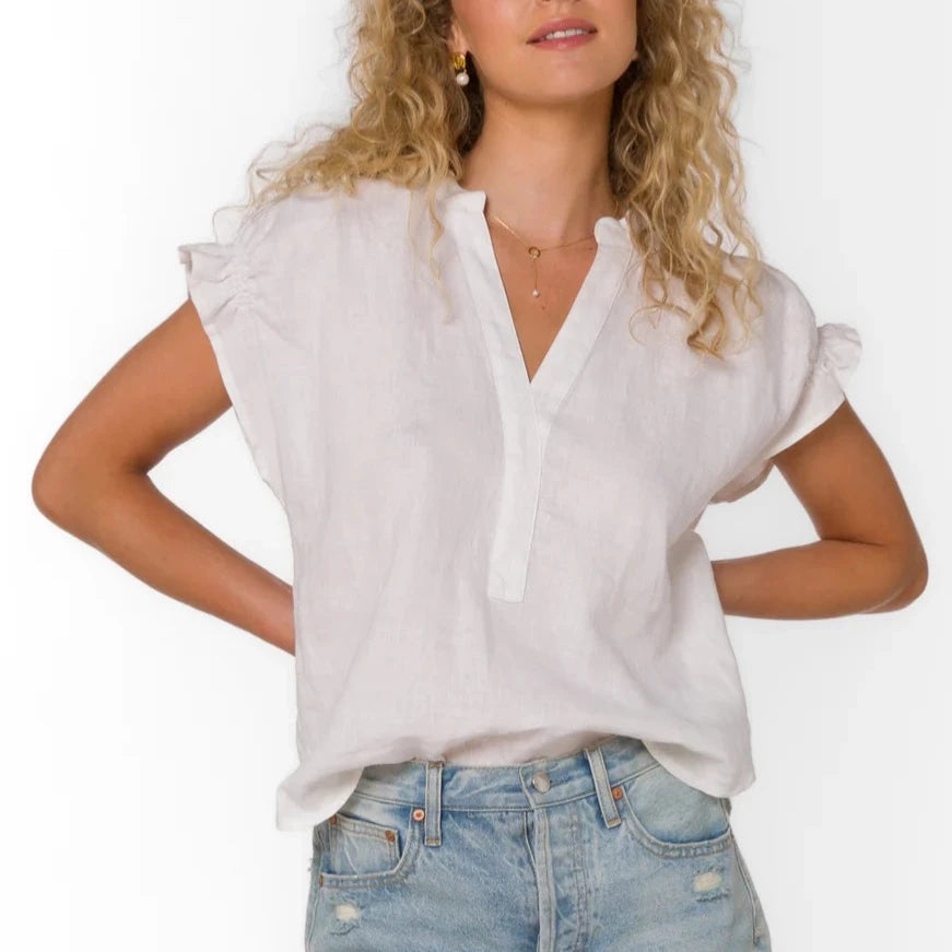 Avery Linen Top - Optic White