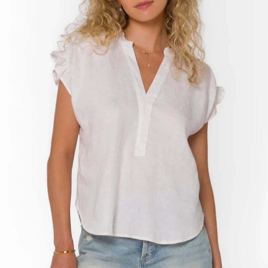 Avery Linen Top - Optic White