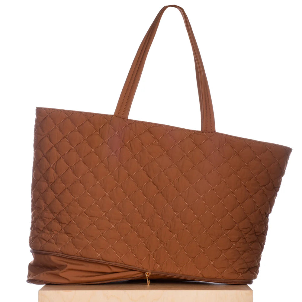 Quilted Expandable Tote - Walnut