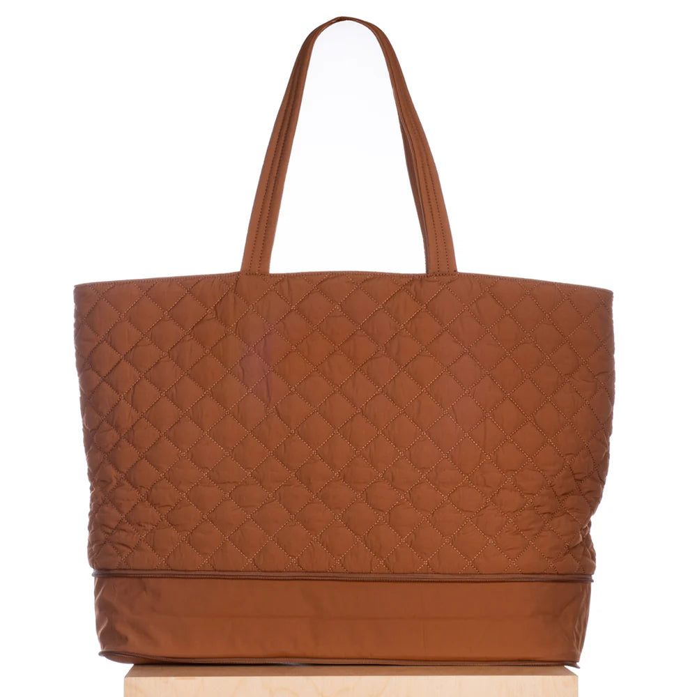 Quilted Expandable Tote - Walnut