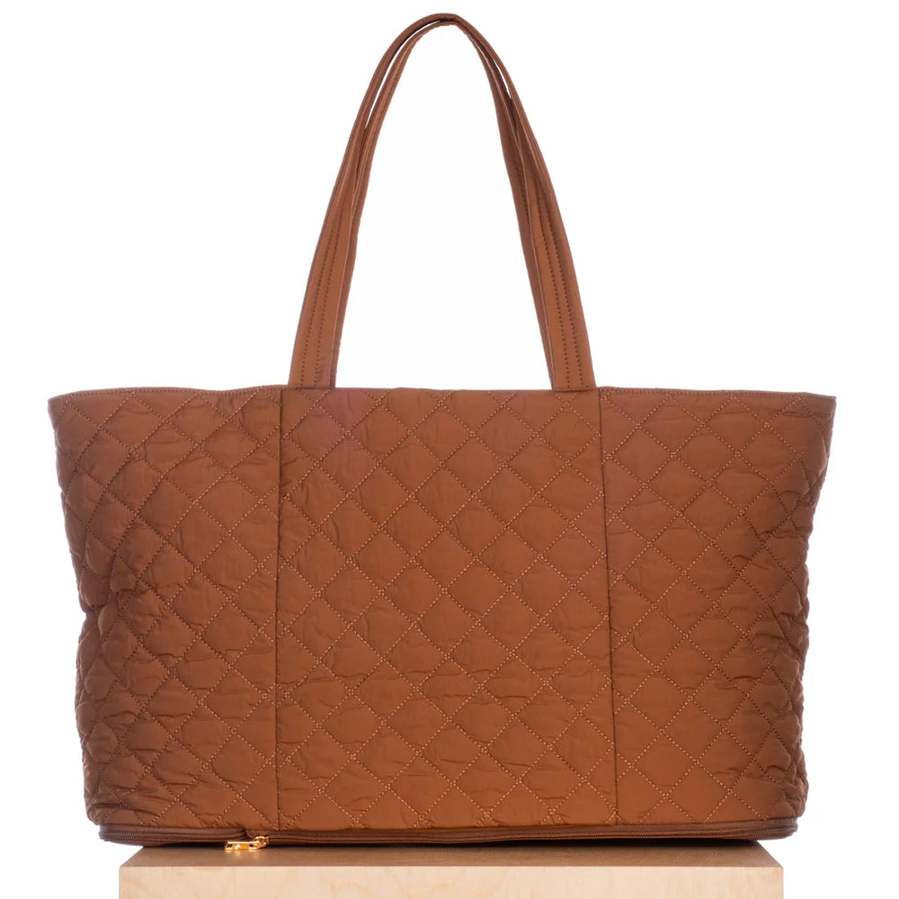 Quilted Expandable Tote - Walnut