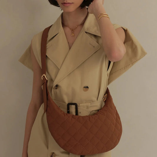 Quilted Slouchy Crossbody - Walnut